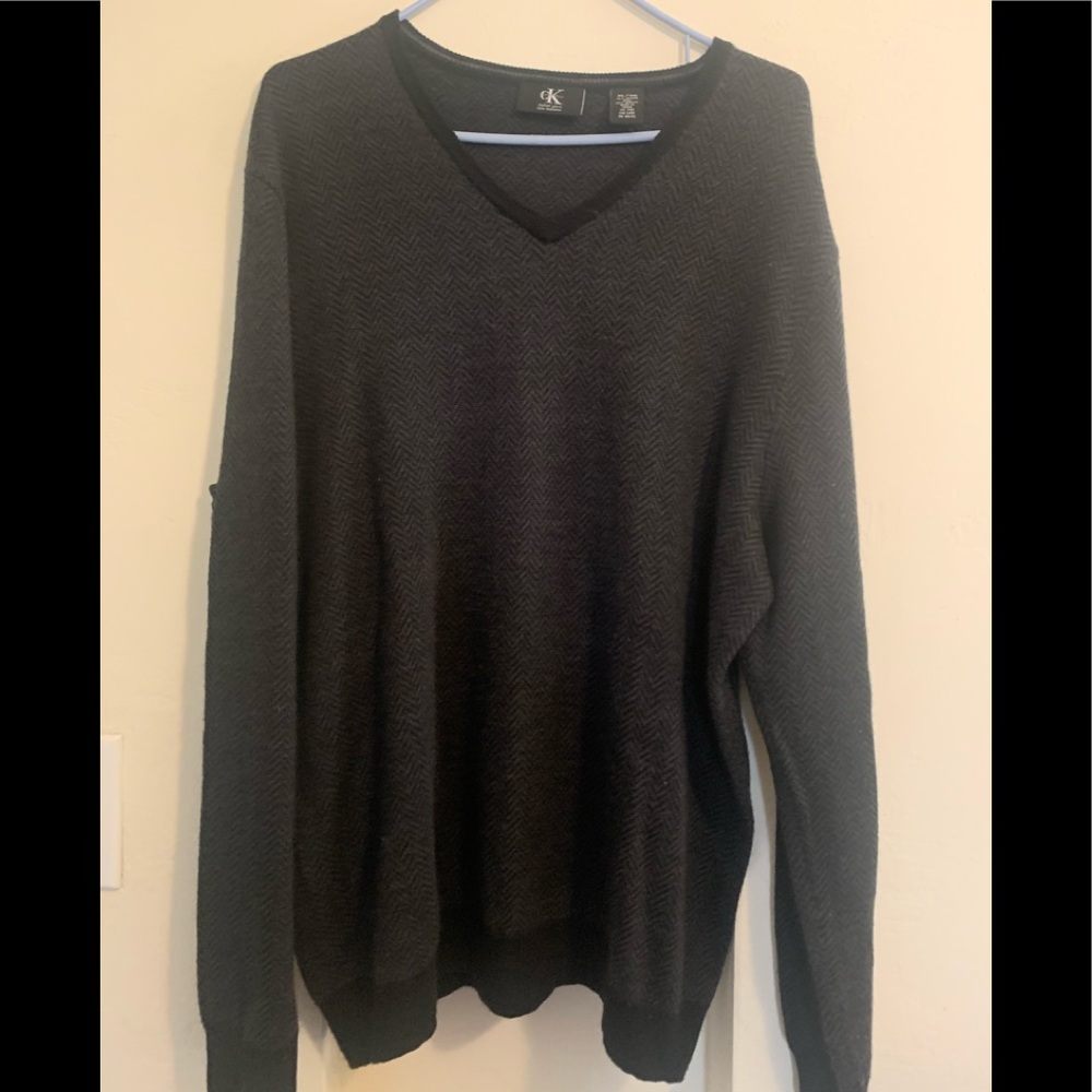 Calvin Klein wool sweater Vneck black/grey